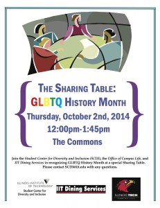 Sharing Table October GLBTQ History Month Flyer