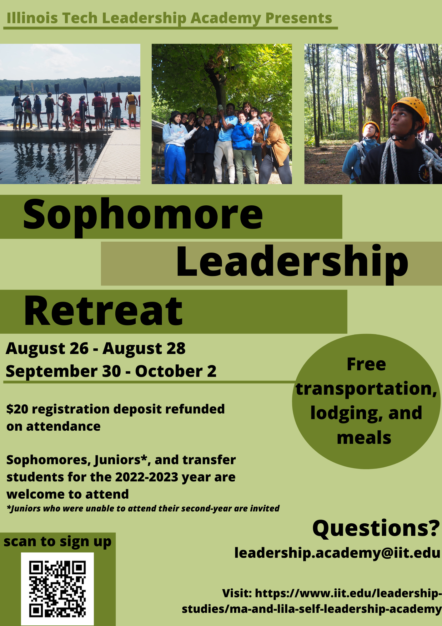 Join us for the Sophomore/Junior Leadership Retreat (Aug & Sept)!