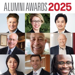 Headshots of nine people under the words "Alumni Awards 2025"